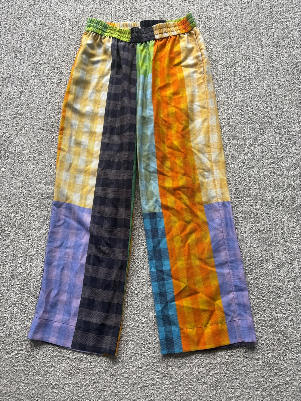 STINE GOYA Yellow Orange Green Navy Striped Elastic Waist pants
